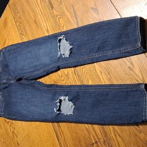Free People Jeans Womens 29L BLUE Distressed Ripped Used Preowned